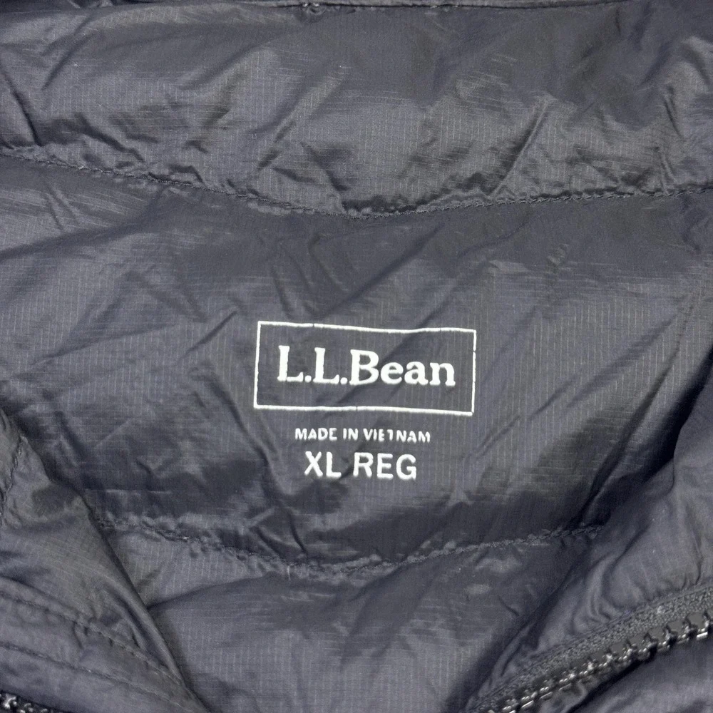 L.L. Bean Goose DownTek Puffer Jacket Mens XL Black Insulated Quilted Full Zip